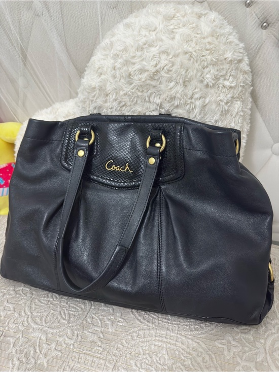 Coach Handbags - Coach Black Leather Tote with Gold Accents
